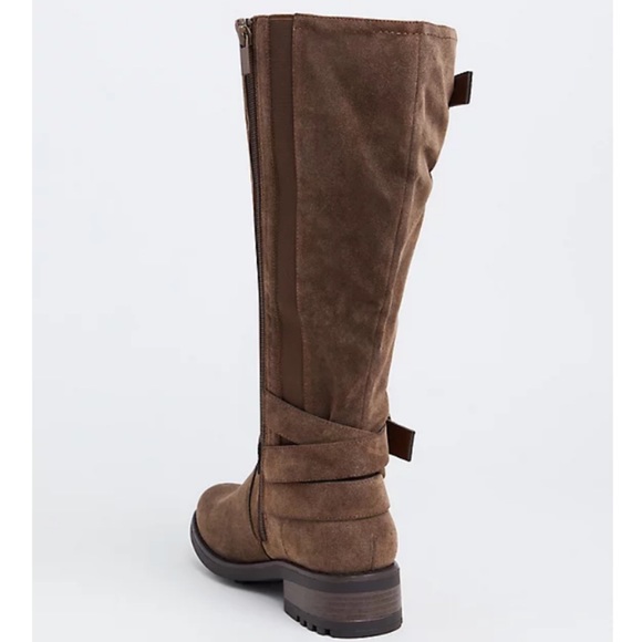 NWT TORRID WW/CALF Brown Oiled Suede Buckle Boot - Picture 3 of 16